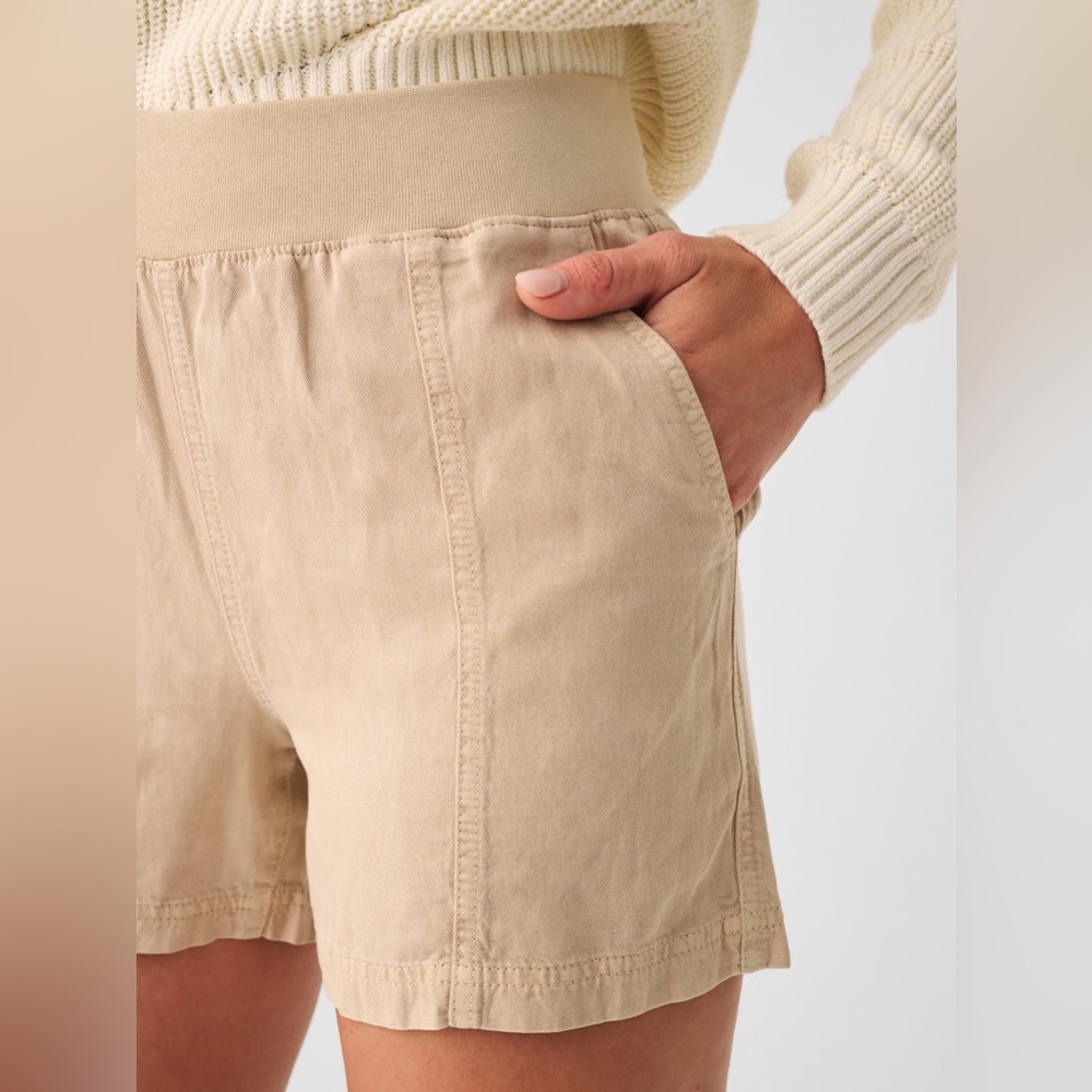 Faherty Arlie Day™ Short 4 in Safari Size L Large Linen Tencel Pull On Style - Picture 3 of 15